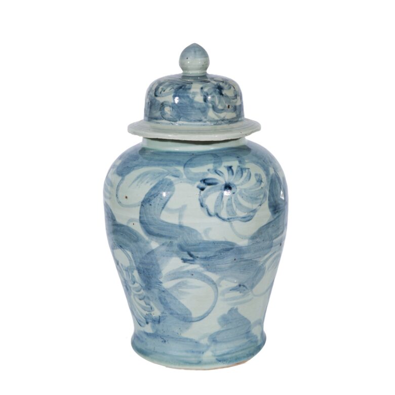 Blue And White Silla Flower Temple Jar Medium