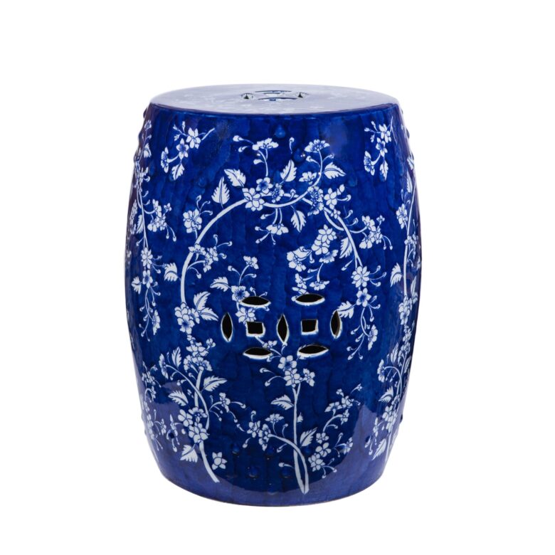 Blue Leaf & Petal Garden Stool