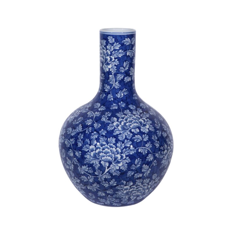 Blue Peony Globular Vase