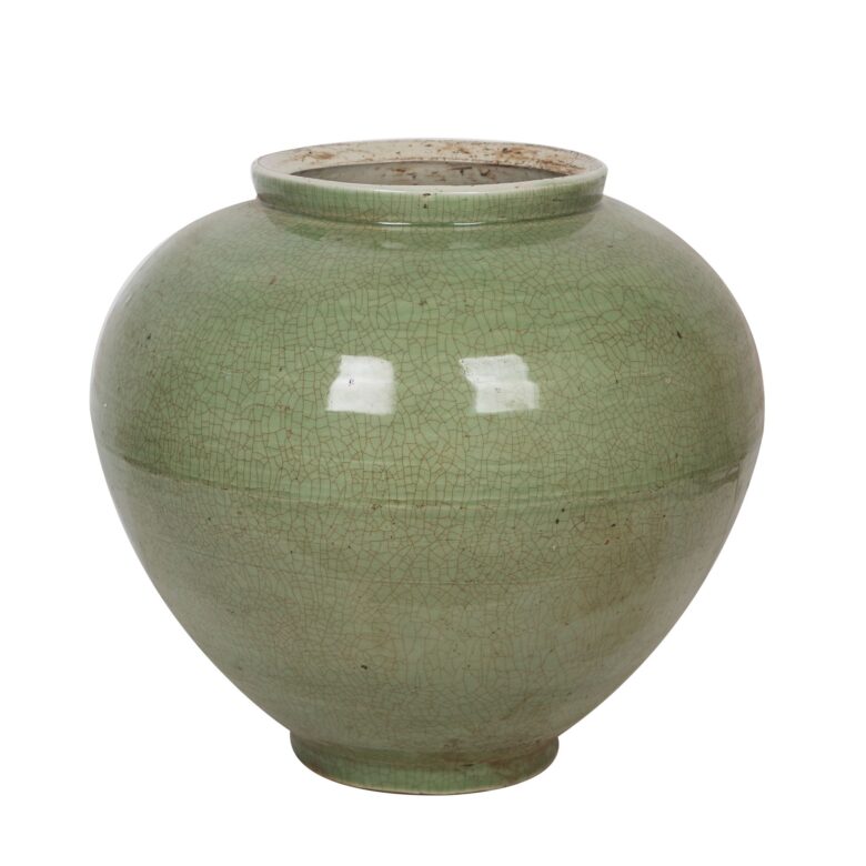 Large Celadon Crackle Cone Shaped Jar