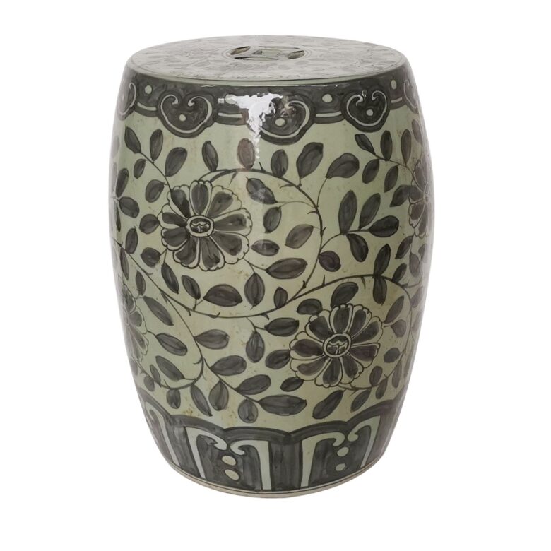 Black Peony Vine Village Garden Stool