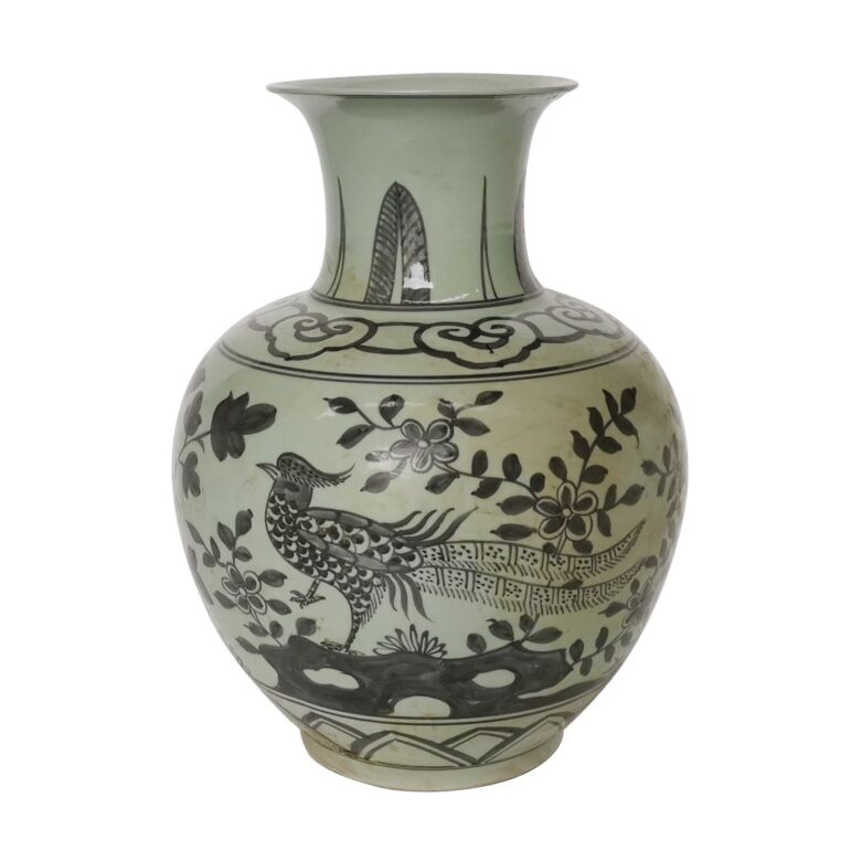 Black Pheasant Porcelain Vase