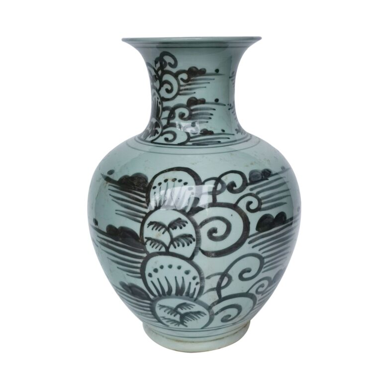 Black Wildflower Porcelain Vase