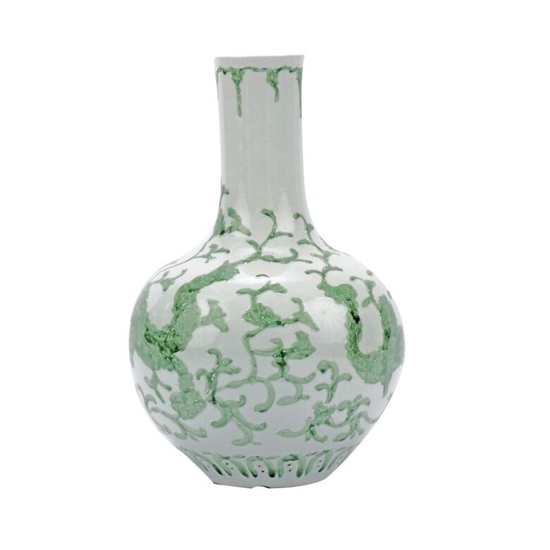 Celadon Dragon Lotus Globular Vase