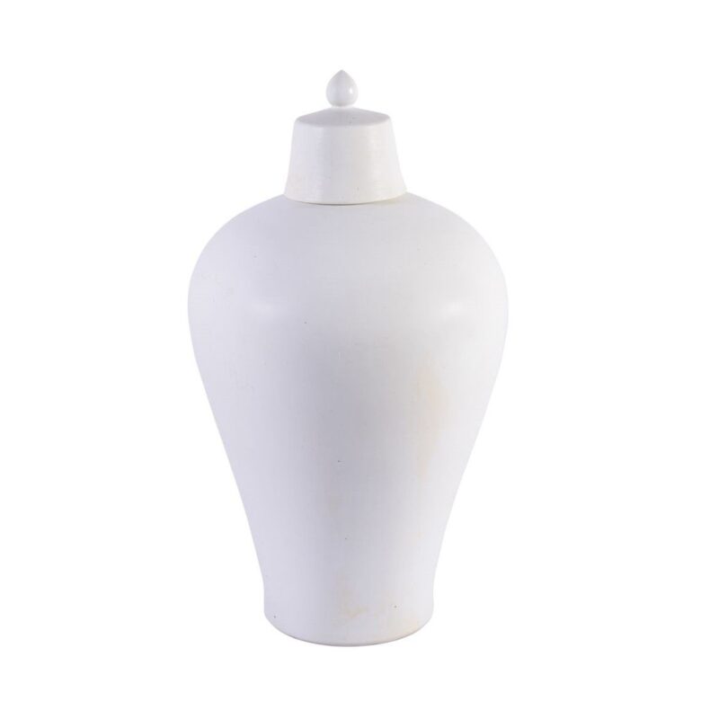 Matte White Lidded Plum Vase