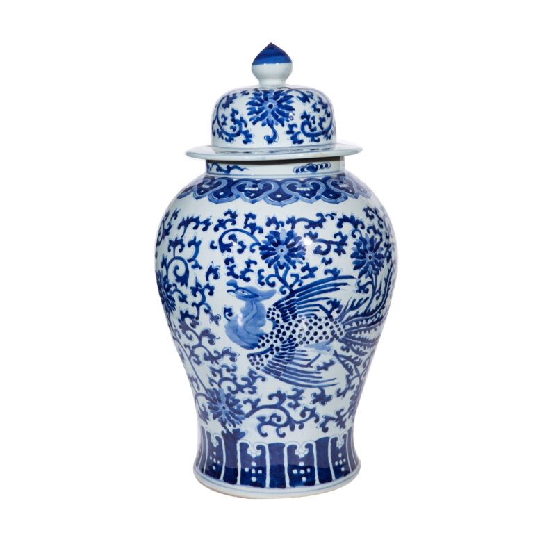 Blue White Porcelain Phoenix Temple Jar