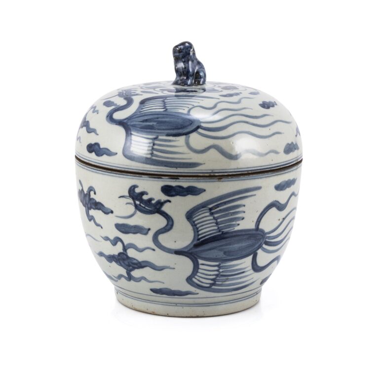 Blue And White Phoenix Lidded Jar