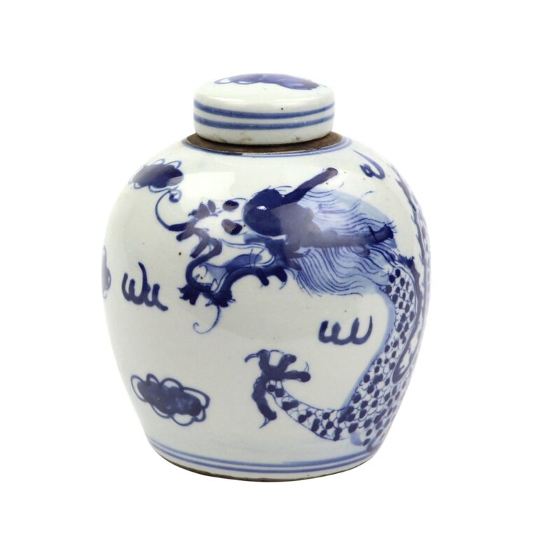 Blue And White Tiny Lid Mini Jar Dragon -