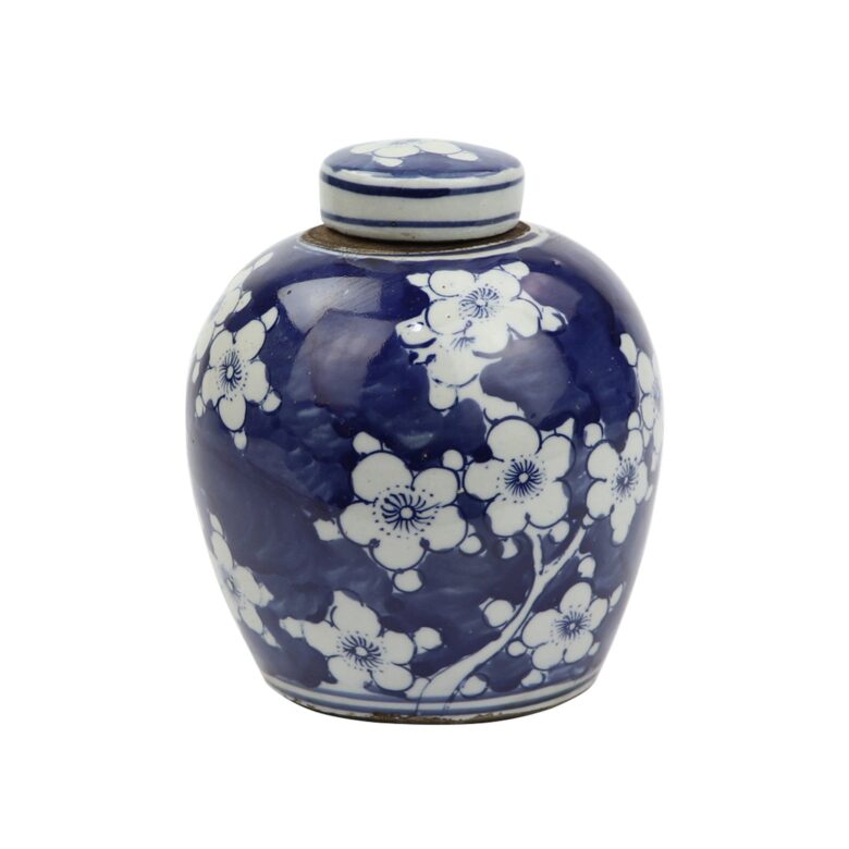 Blue And White Tiny Lid Mini Jar Blue Plum Petal