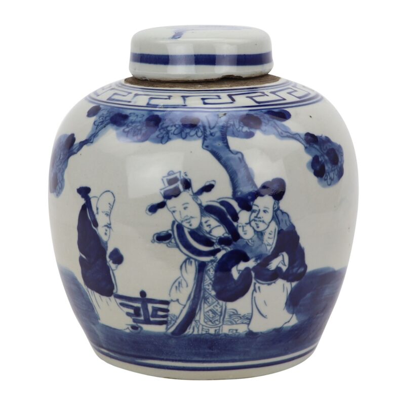 Blue And White Mini Jar Three Immortals -