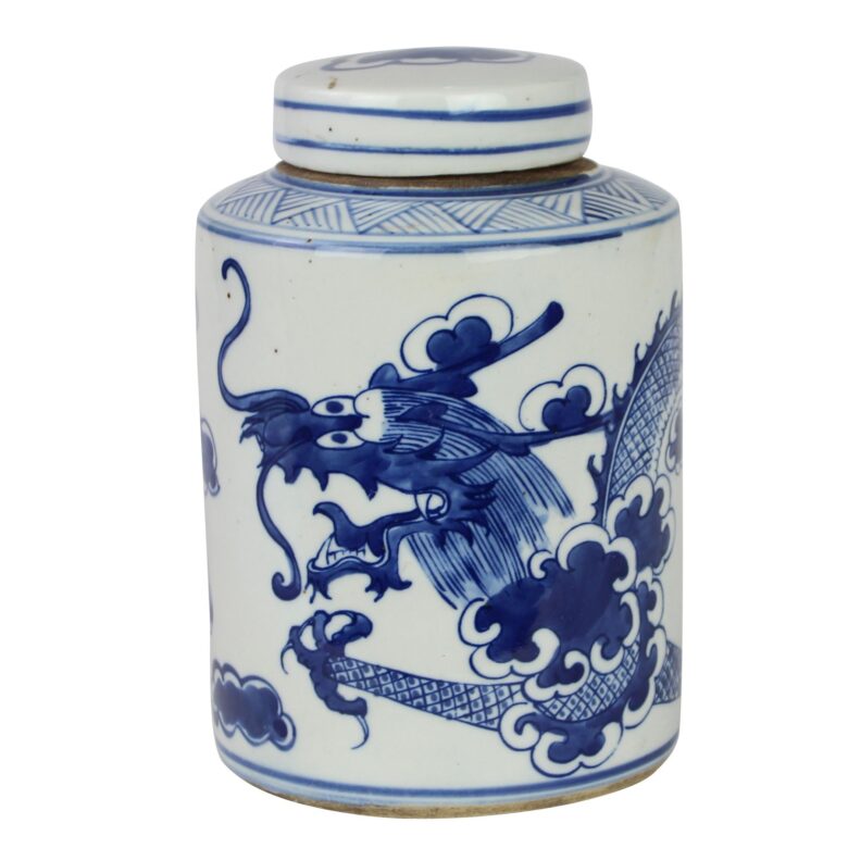 Blue And White Mini Tea Jar Dragon