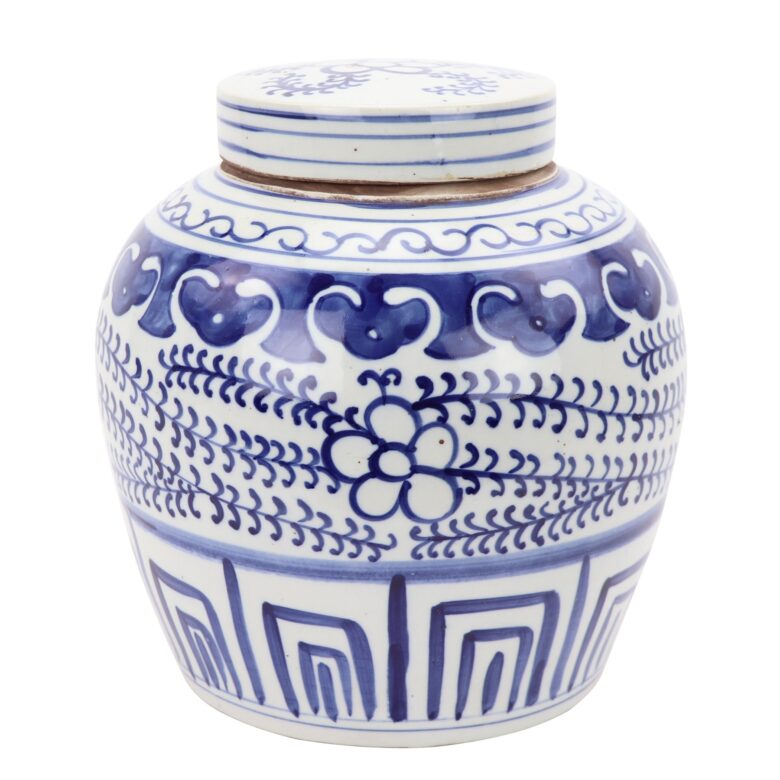 Blue And White Ming Jar Climbing Vine Motif