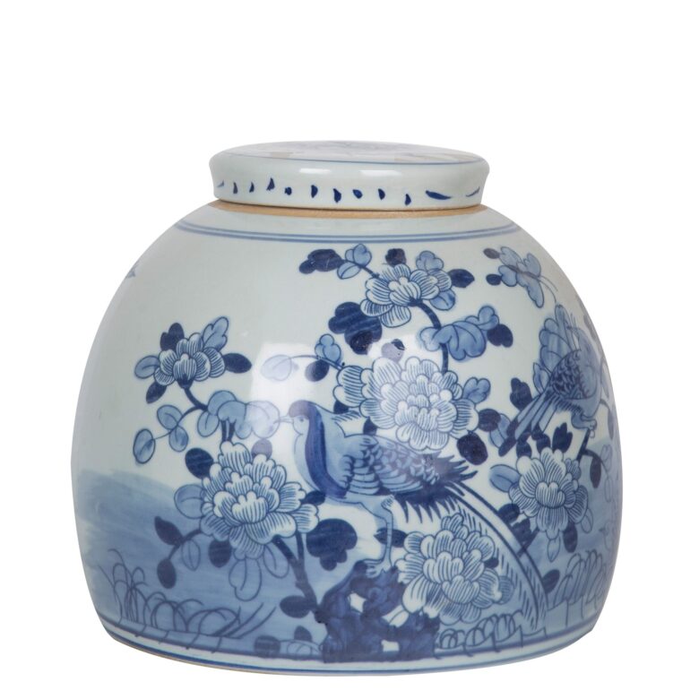 Lins Floral Bird Ming Jar Large