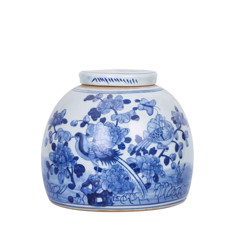 Lins Floral Bird Ming Jar Small