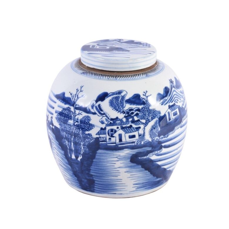 Blue And White Porcelain Ancestor Jar Landscape Design