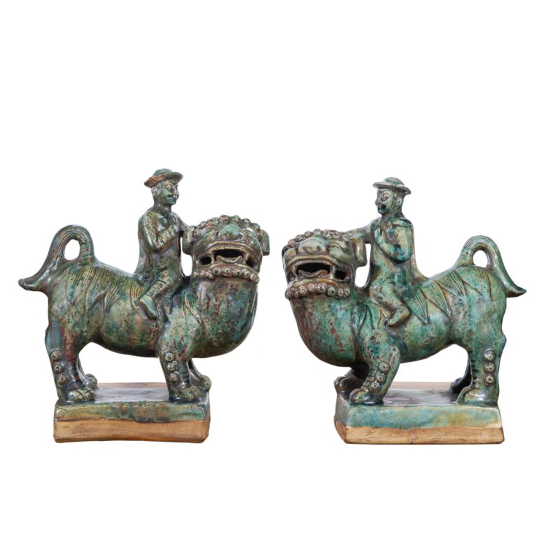 Speckled Green Nobleman Riding Lion Per Pair