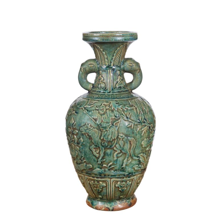 Speckled Green Warrior Vase Elephant Ear Handle