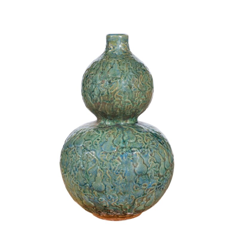 Speckled Green Hundred Gourd Carving Vase Small