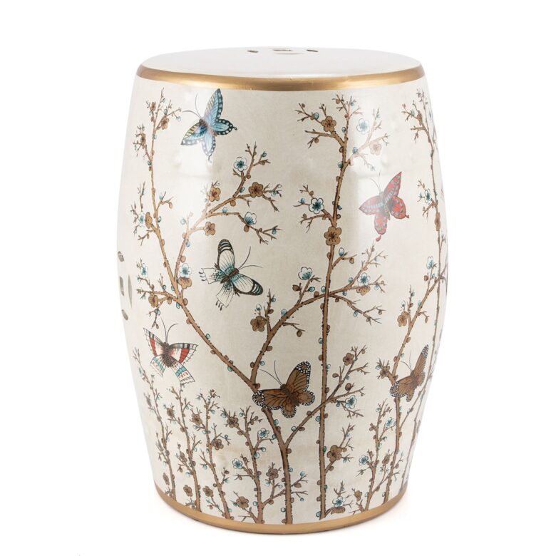 French Vanilla Butterfly Garden Stool