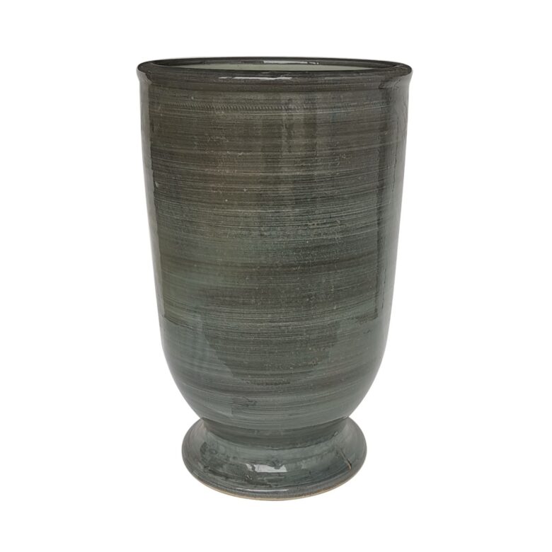 Provence Vase With Stripped Gray Glaze -