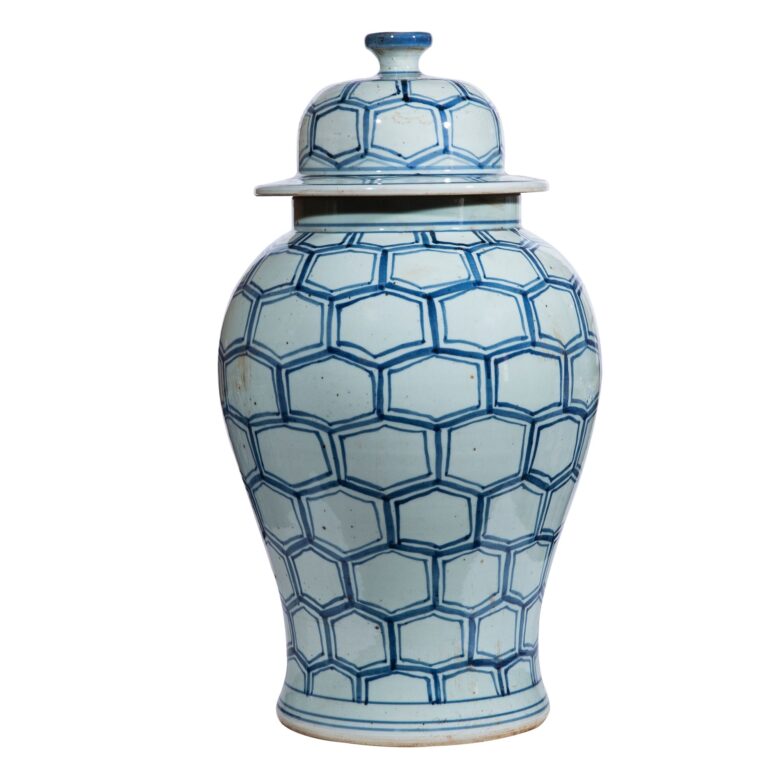 Blue White Honeycomb Temple Jar