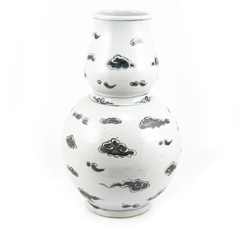 Indigo Blue Floating Cloud Gourd Porcelain Vase