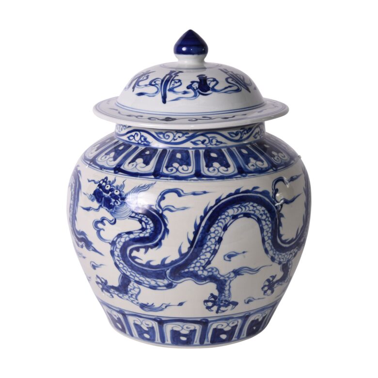 B&W Ginger Jar W/ Dragon Motif