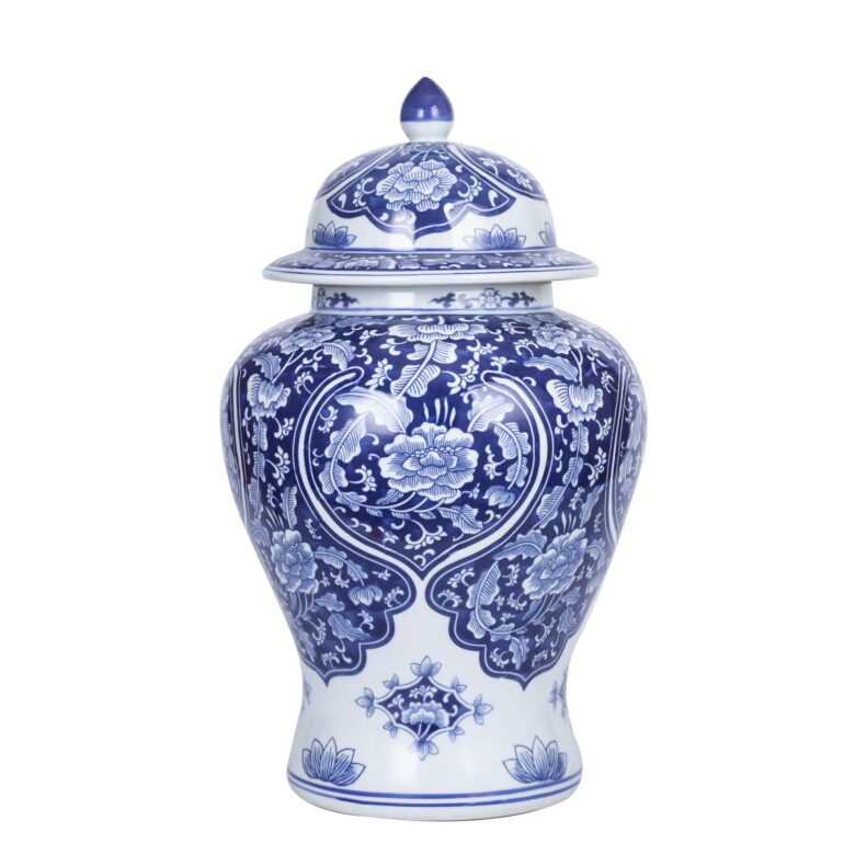 Blue Peony Temple Jar Large