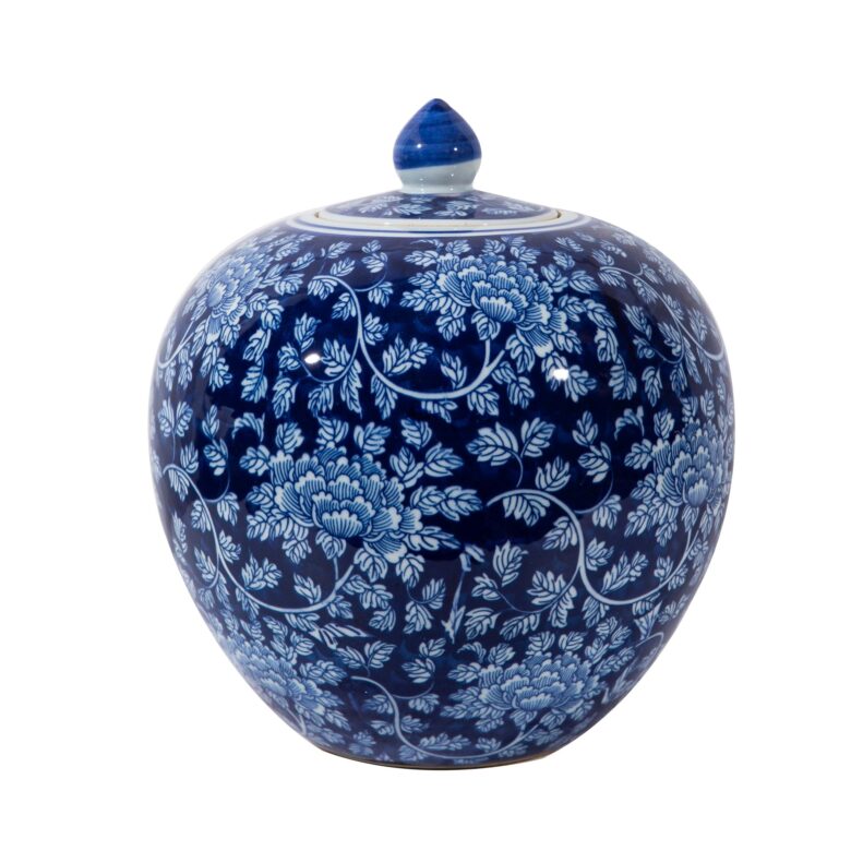 Blue Peony Vine Melon Jar