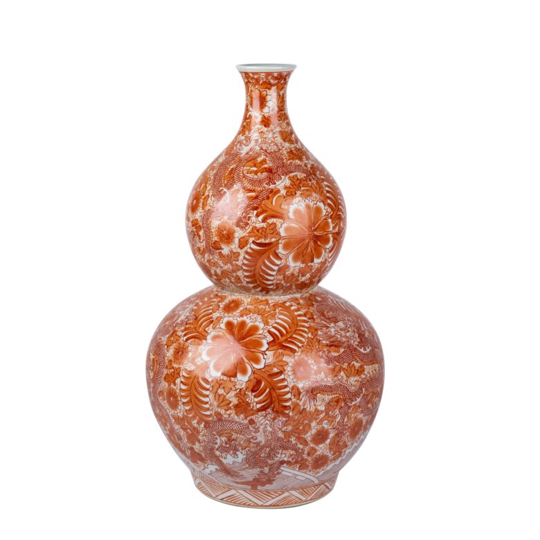 Orange Dragon Gourd Vase