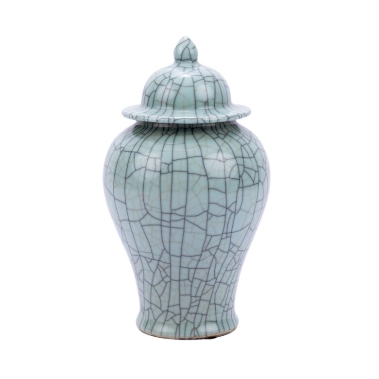 Crackle Celadon Temple Jar - M