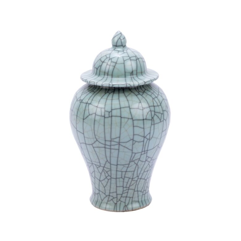 Crackle Celadon Temple Jar - S