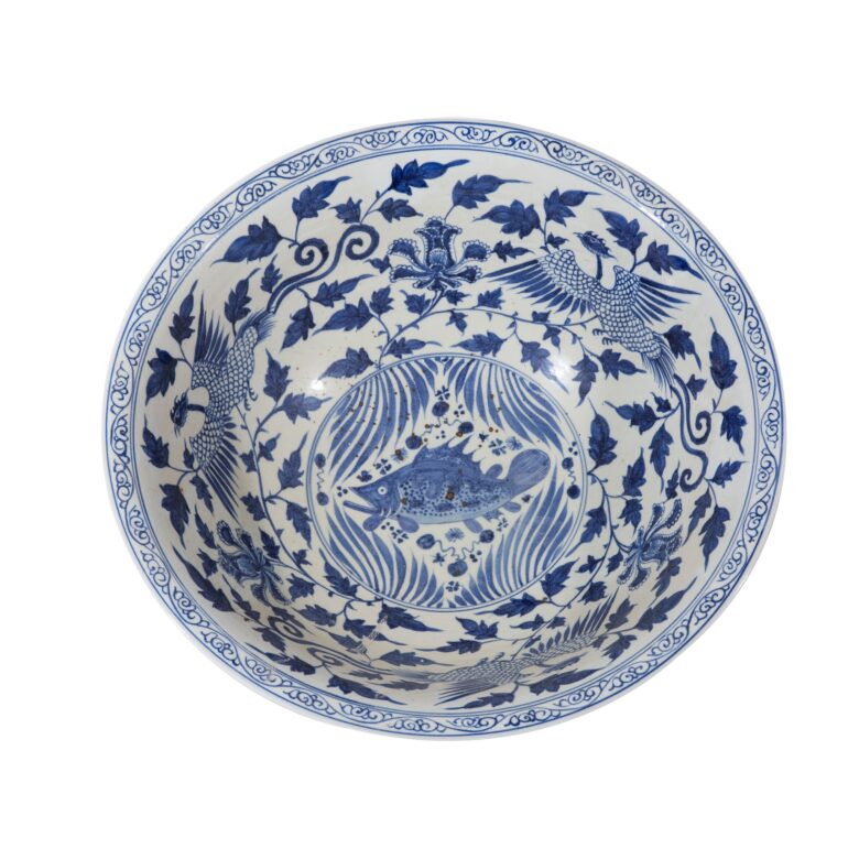 Blue & White Village Fish Bowl Phoenix Large