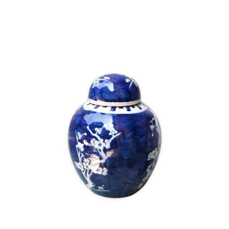 Blue And White Plum Lidded Jar