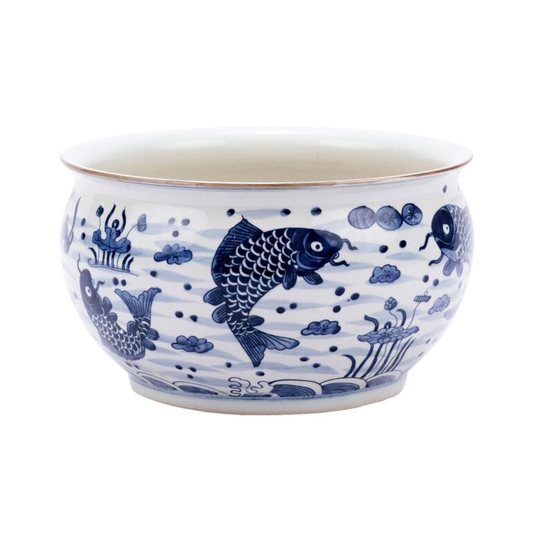 B&W Fish Motif Orchid Bowl