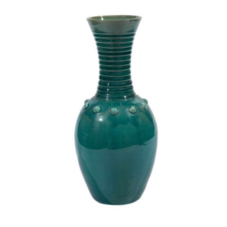 Vintage Green Long Neck Ring Vase