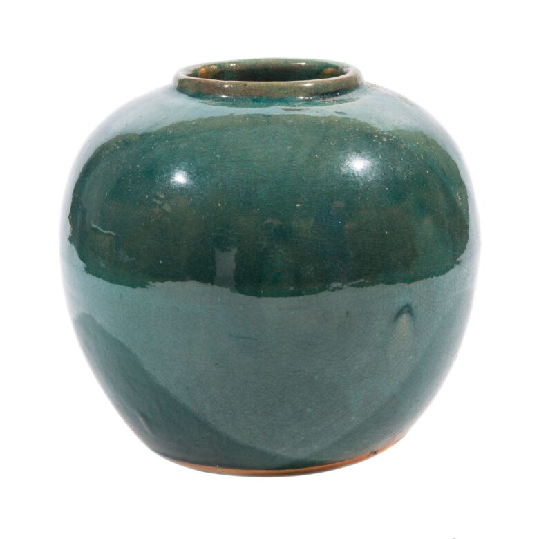 Vintage Dark Green Jar Round