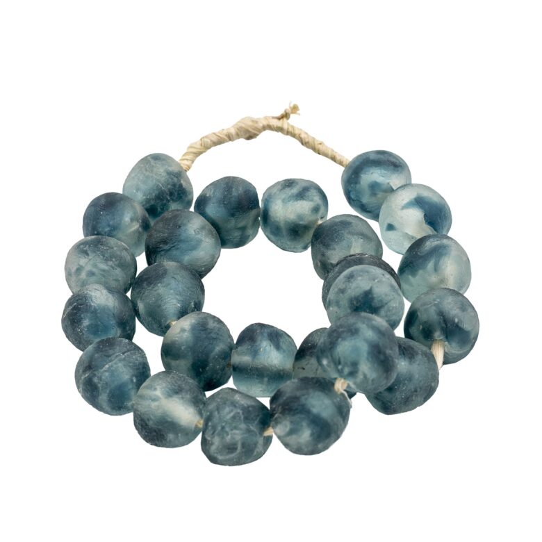 Vintage Sea Glass Beads 1.25 Dia - Frosty Blue