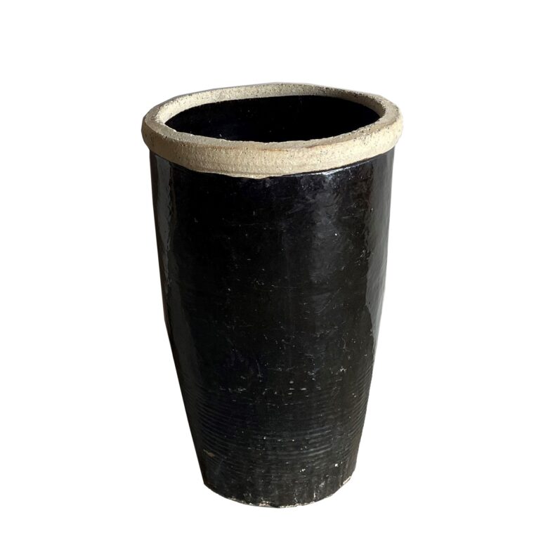 Antique Black Glazed Tall Water Pot Planter