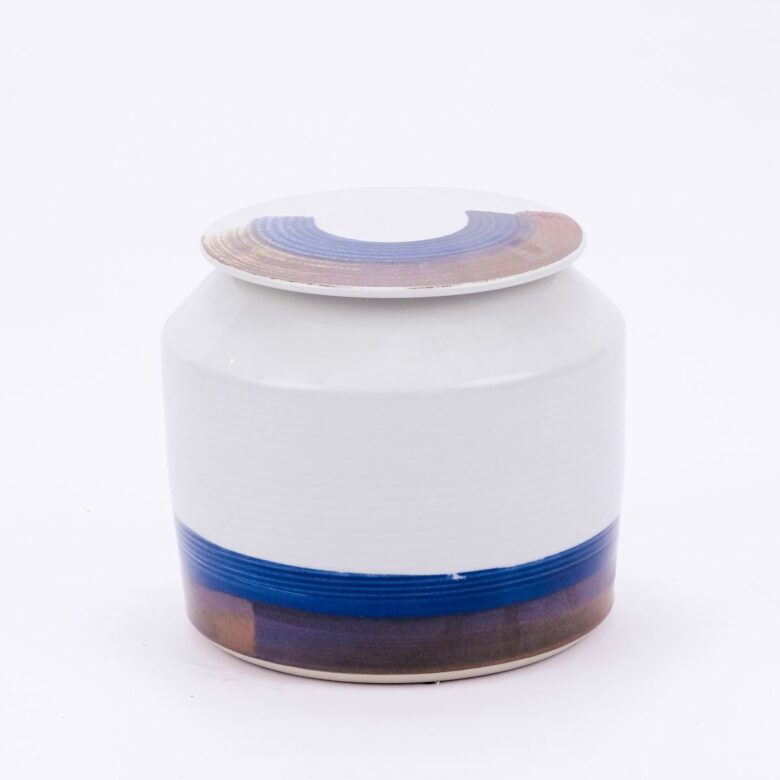 B&W Brushstroke Surrounding Cylinder Jar - Short