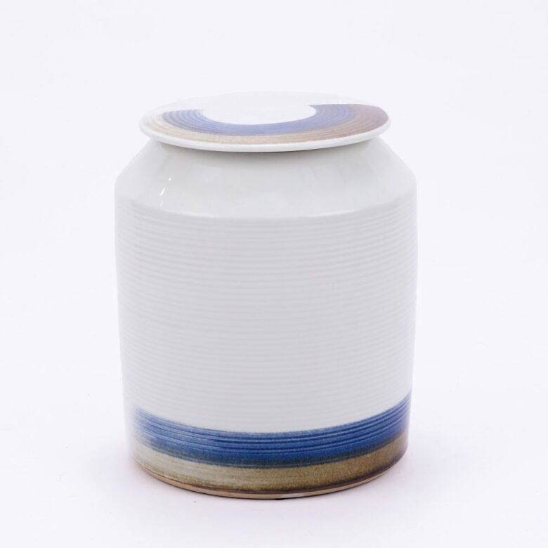 B&W Brushstroke Surrounding Cylinder Jar - Tall