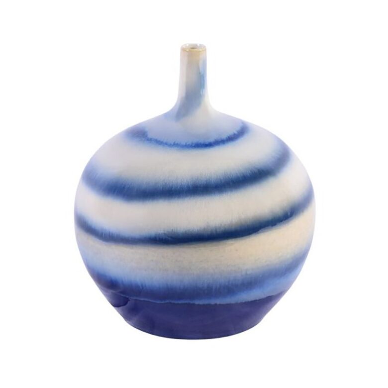 Blue & White Horizontal Striped Vase - Small