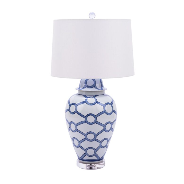 Blue and White Crossing Circle Lamp