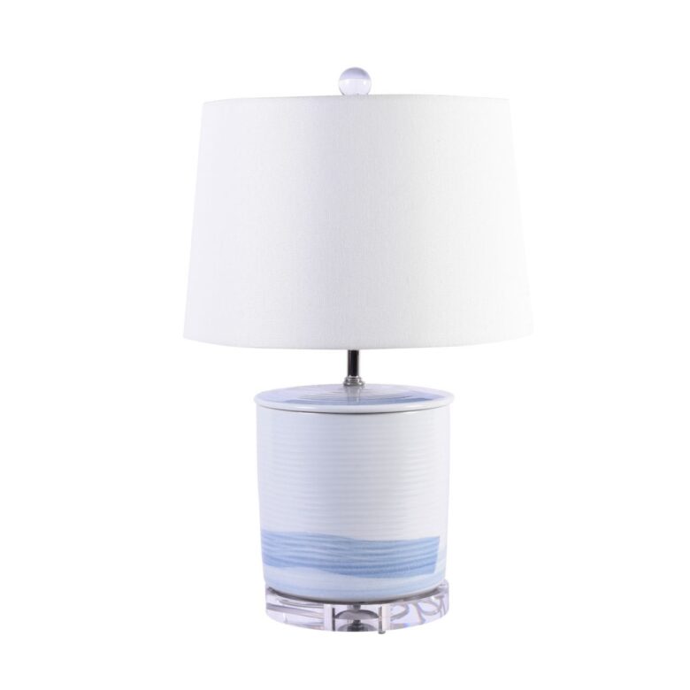 Blue And White Brushstroke Tea Jar Large Table Lamp