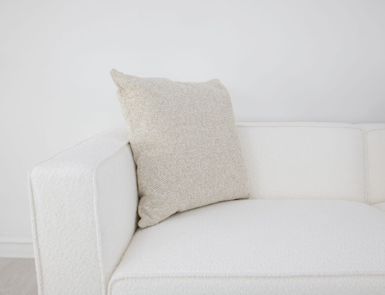 Textured Taupe Fabric Pillow - Image 2