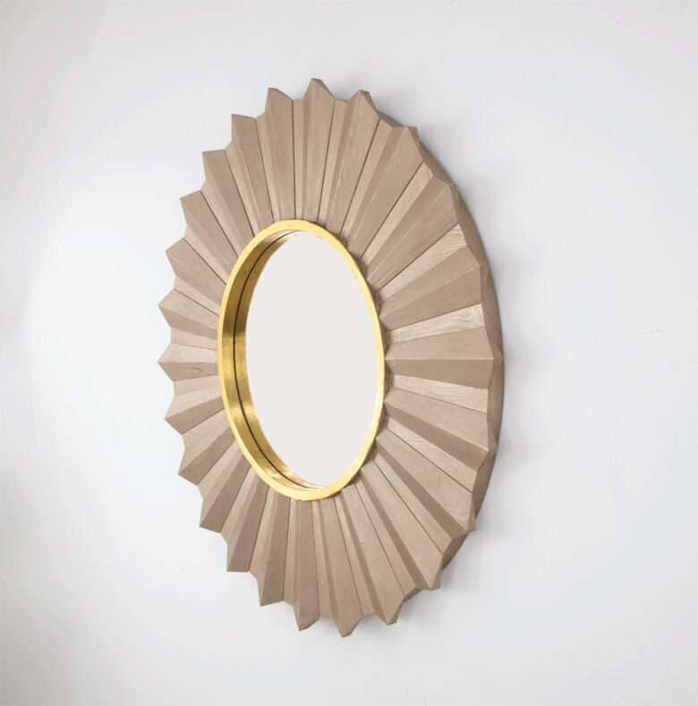 Louis Champagne and Gold Sunburst Mirror - Image 3