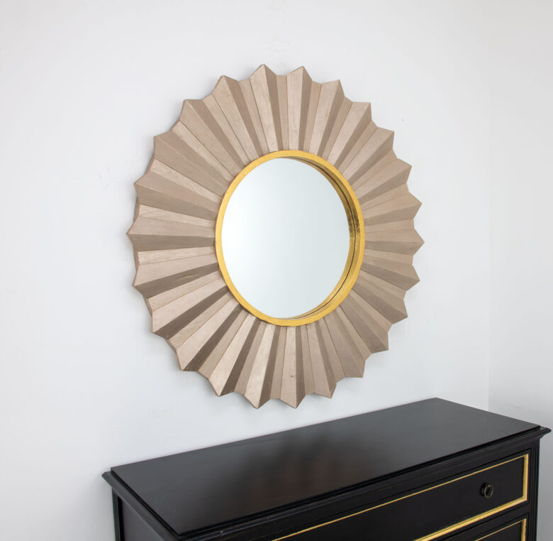 Louis Champagne and Gold Sunburst Mirror - Image 5