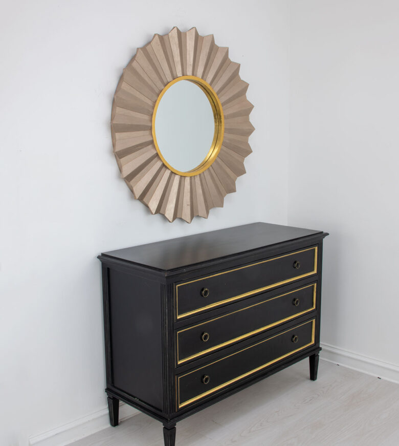 Louis Champagne and Gold Sunburst Mirror - Image 7