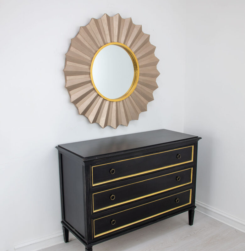 Louis Champagne and Gold Sunburst Mirror - Image 8