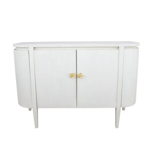 Octavia White Demilune Cabinet- Lillian Home